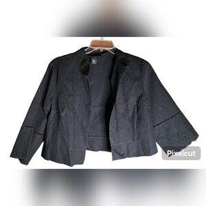 Venezia Black Eyelet Cropped Jacket Size 14/16